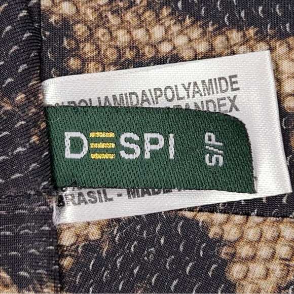 Small Despi Leopard Print Swim Top Padded Strapless Retro Pinup Tie Closure - Picture 8 of 10